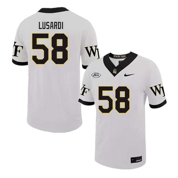 Men-Youth #58 Matthew Lusardi Wake Forest Demon Deacons 2023 College Football Jerseys Stitched-White